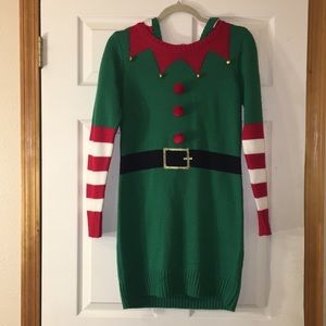 Christmas elf sweater dress.